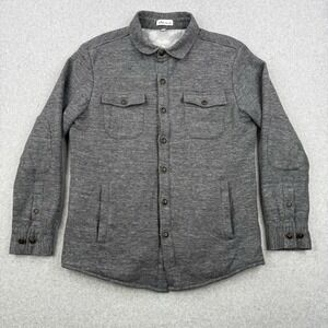 Peter Millar Shirt Jacket Mens Medium Gray Mountainside Slub Knit Linen Blend